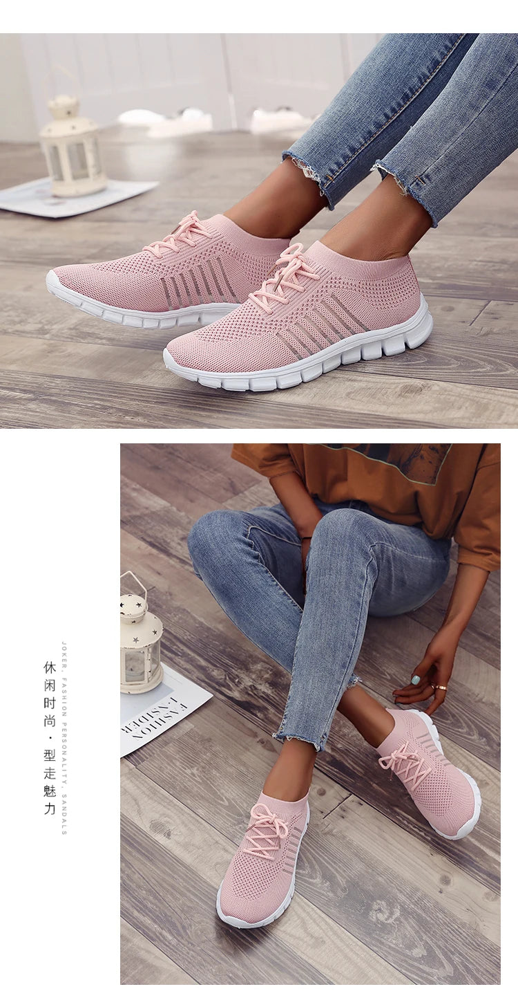 Women Mesh Breathable Shoes Slip on Flat Shoes Woman Tenis Ladies Casual Shoes Walking Footwear Sneakers Womens Vulcanize Shoes