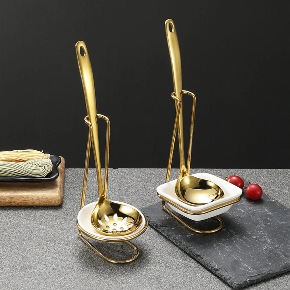 Spoon Rest Holder Rack Kitchen Cookware Organizer Vertical Gold Stand Soup Scoop Storage Restaurant Tableware Stands