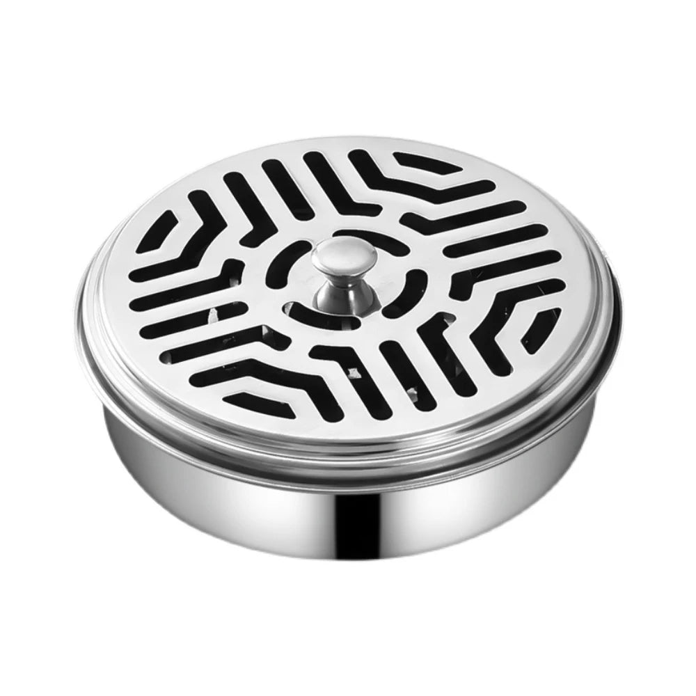 1pc Stainless Steel Mosquito Repellent Incense Box Ash Tray Portable With Cover Household Items Decoration