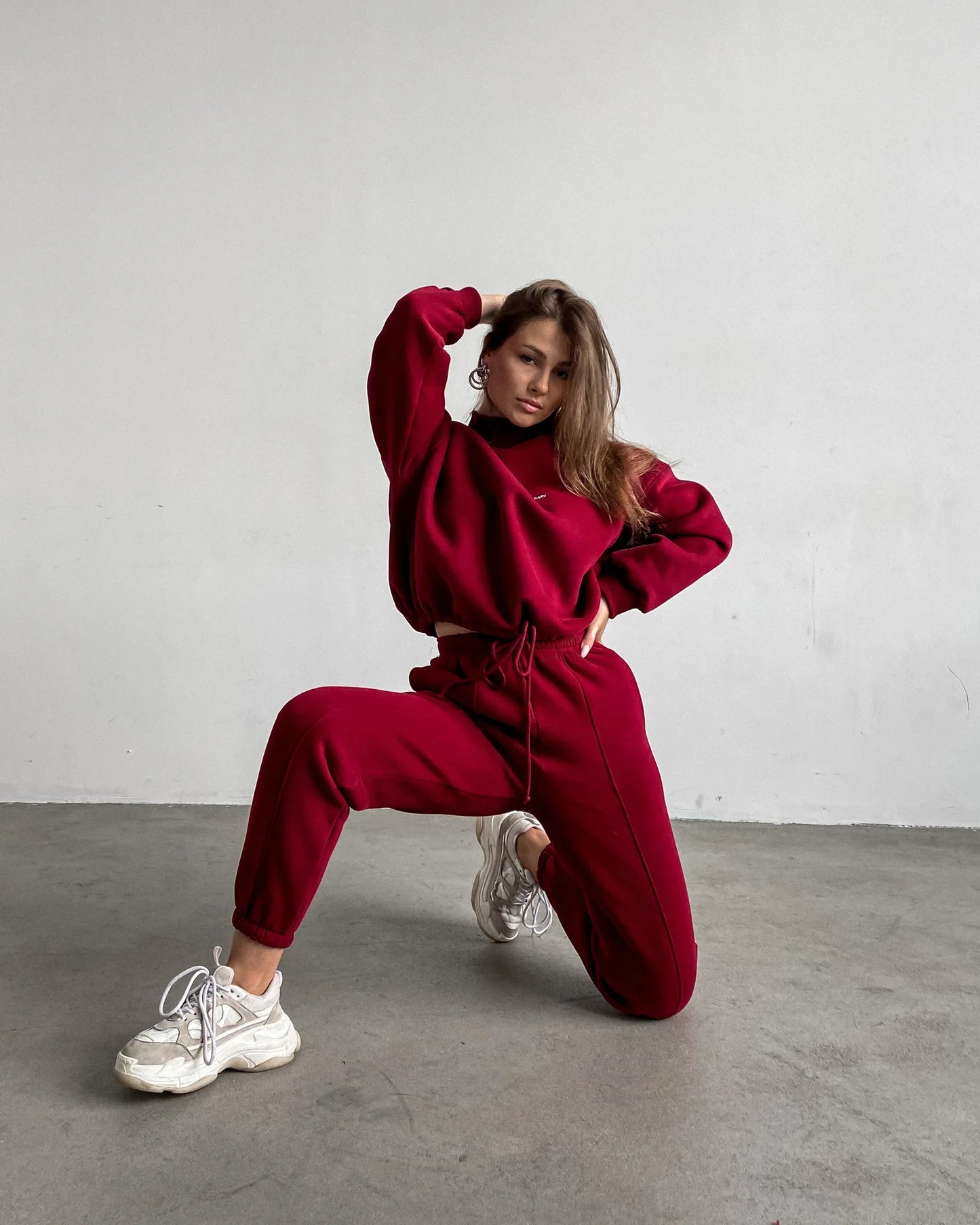 2023 Spring Autumn New Printed Loose Sports Suit Women Turtleneck Long Sleeve Sweatshirt Drawstring High Waist Pencil Pants Suit