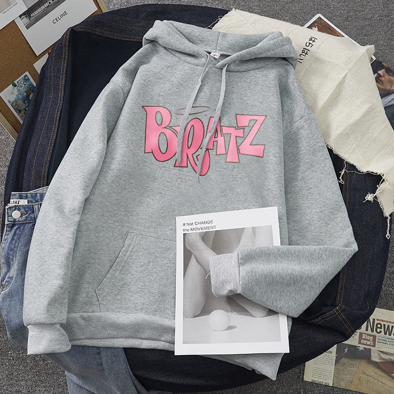 Harajuku Hoodies Women Couple Print Letter Sweatshirts Fashion Loose Long Sleeve Tops Student Autumn Winter Female Clothes