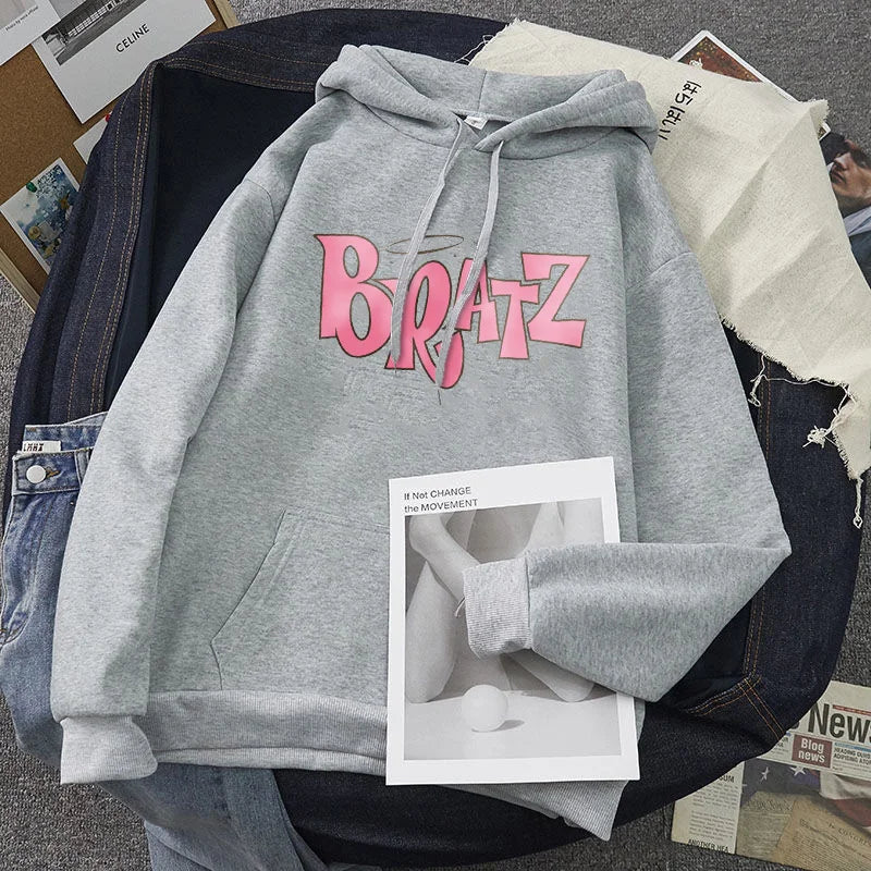 Harajuku Hoodies Women Couple Print Letter Sweatshirts Fashion Loose Long Sleeve Tops Student Autumn Winter Female Clothes
