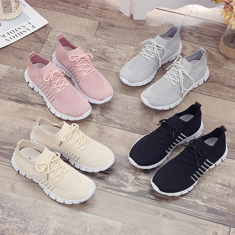 Women Mesh Breathable Shoes Slip on Flat Shoes Woman Tenis Ladies Casual Shoes Walking Footwear Sneakers Womens Vulcanize Shoes