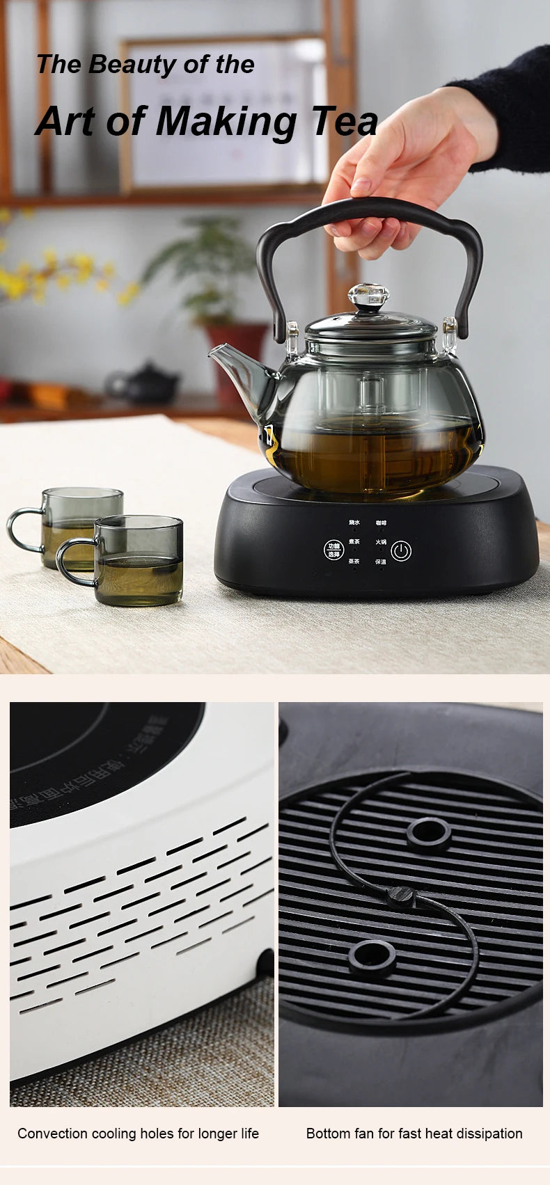 1200W Mini Electric Stove Portable Heating Furnace Cast Iron Hot Plate Coffee Milk Heater Temperature Adjustable Tea Warmer 15cm