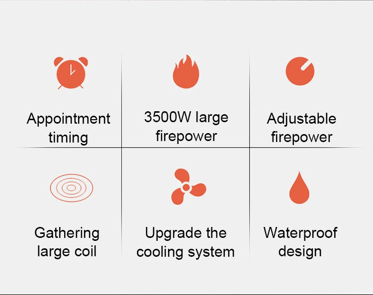 3500W High Power Electric Magnetic Induction Cooker Waterproof Hot Pot Oven Furnace Cooking Stove Kitchen Heater Cooktop