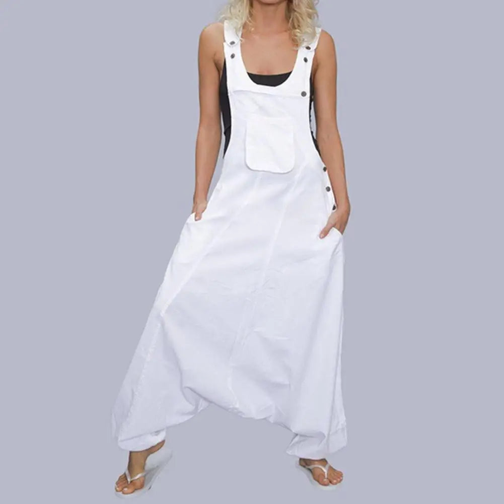 Summer Romper Harem Pants Summer Jumpsuit Special Chic Baggy Super Deep Crotch Summer Jumpsuit Daily Garment