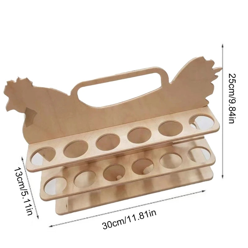H55A Chicken Shaped Stand Wooden Eggs Storage Shelf Convenient Eggs Dispenser Easy to Clean Eggs Kitchenwares