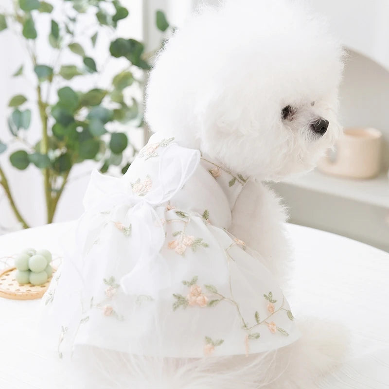 Dog Princess Dress Cute Pet Dog Mesh Dress Kitten Puppy Pet Skirt Summer Dog Dress Bow Lace Korean Poodle Chihuahua Dog Clothes