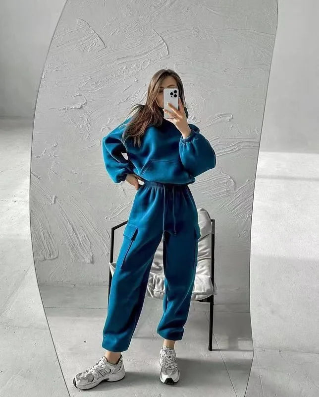 2024 Autumn Hoodies And Pants Hoodies Set Clothes Women Two Pieces Sweatshirts Trousers Sets For Female Elegant Clothing Winter