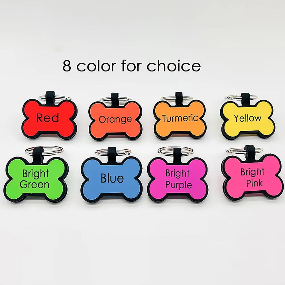 1Pc Personalized Pet Name Tags Soundless Custom Bone Silicone Free Engraving Dog Name Phone Address Pet Supplies