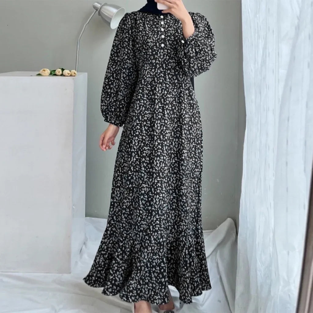 Eid Muslim Dress for Women Floral Ramadan Long Dresses Abaya Morocco Abayas Kaftan Islam Dubai Arab Modest Long Robe 2024