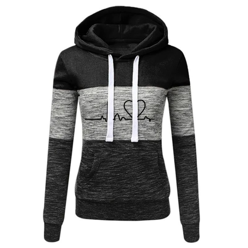 Autumn Winter Warm Women's Fleece Long Sleeve Hoodie Fashion Slim Fit Sweatshirt Ladies Casual Color Matching Outdoors Pullover