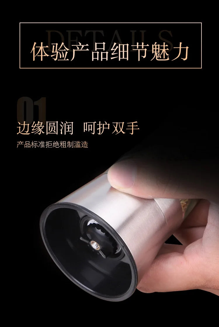 180/200ML Black Pepper Grinder with Stainless Steel Mill Manual Spice Glass Salt and Pepper Grinder Machine for Household