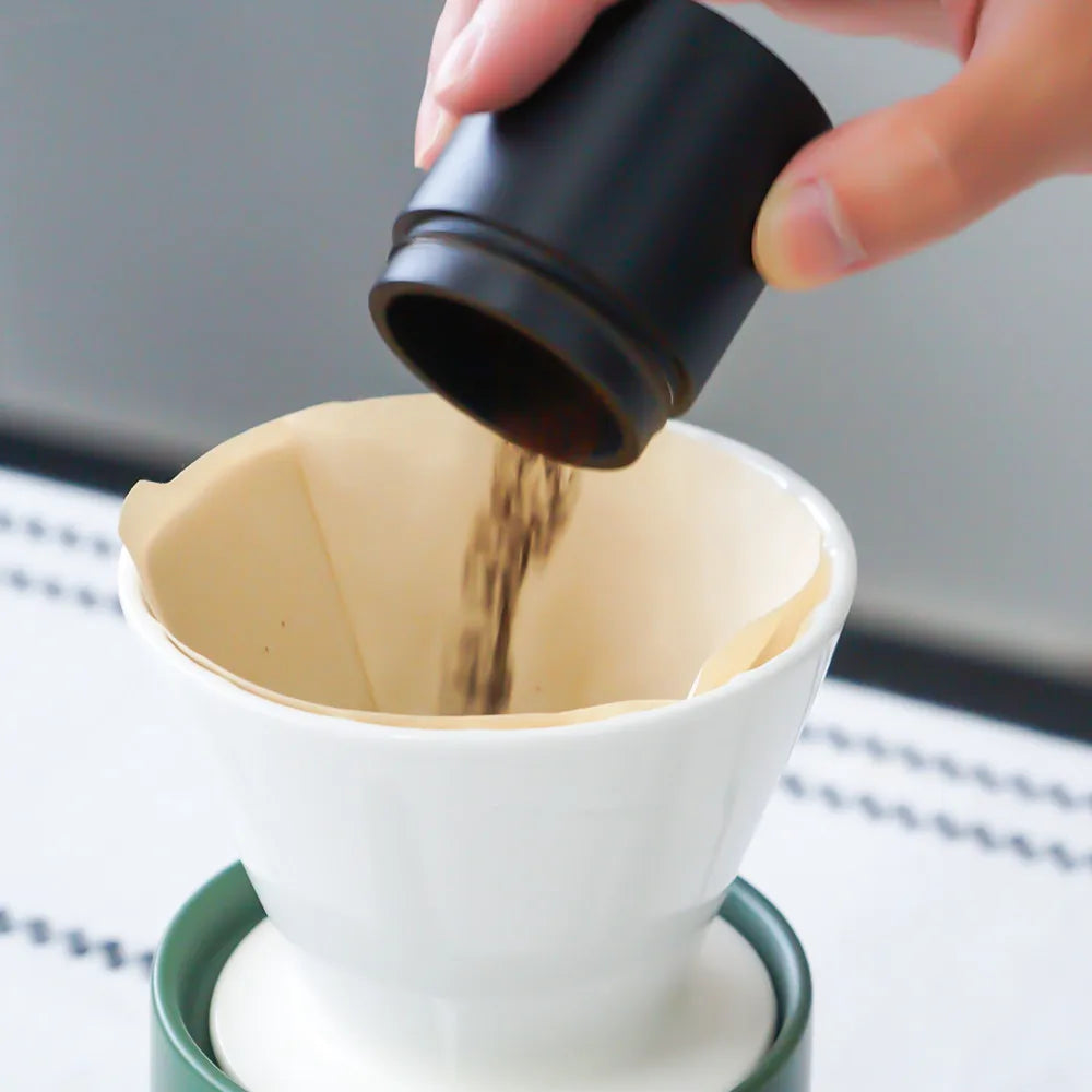Ceramic Pour over Coffee Set with White Dripper Cup and Dark Green Sharing Pot for Kitchenware