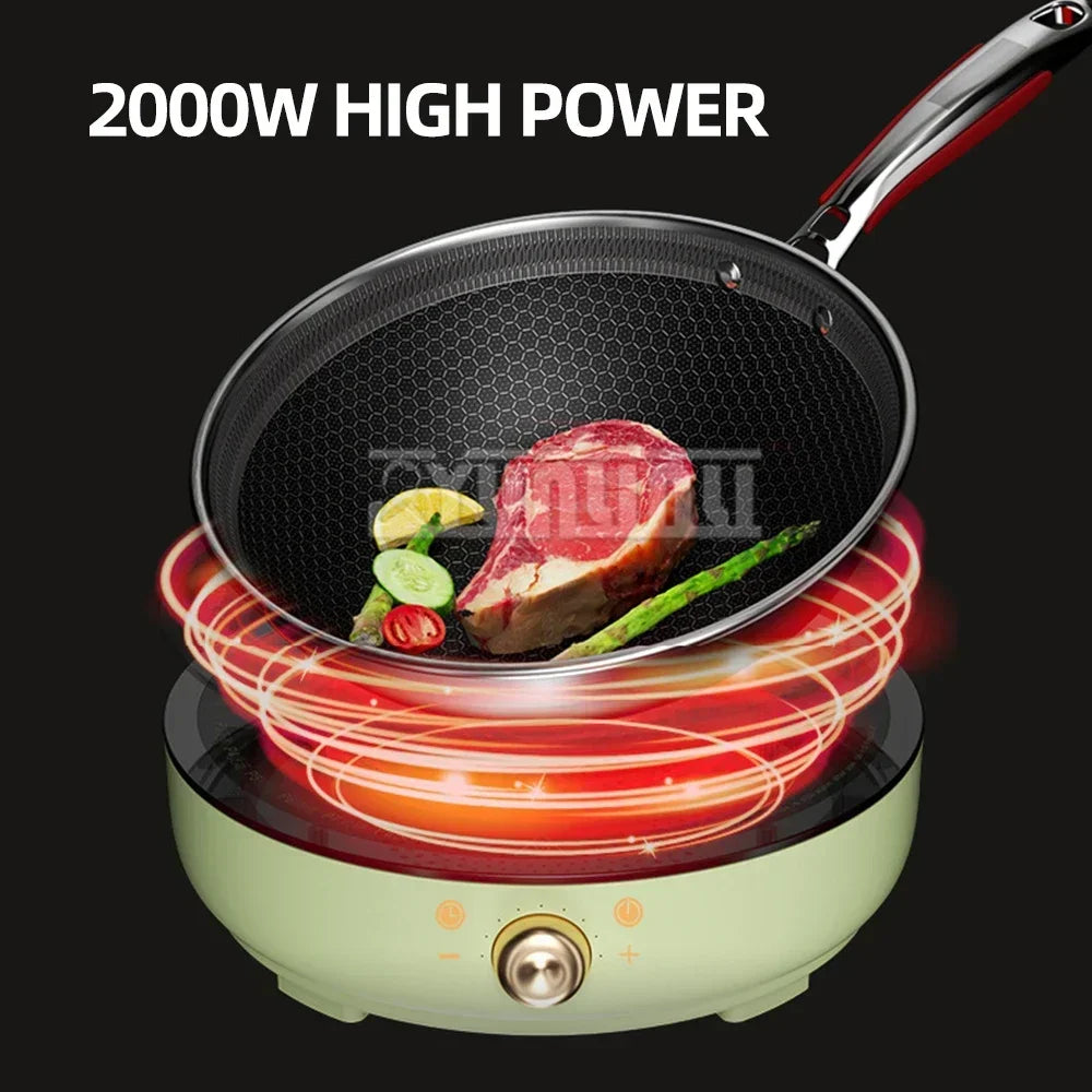 Portable Electric Induction Cooker 2000W Round Electromagnetic Oven Household Tea Boiling Stove