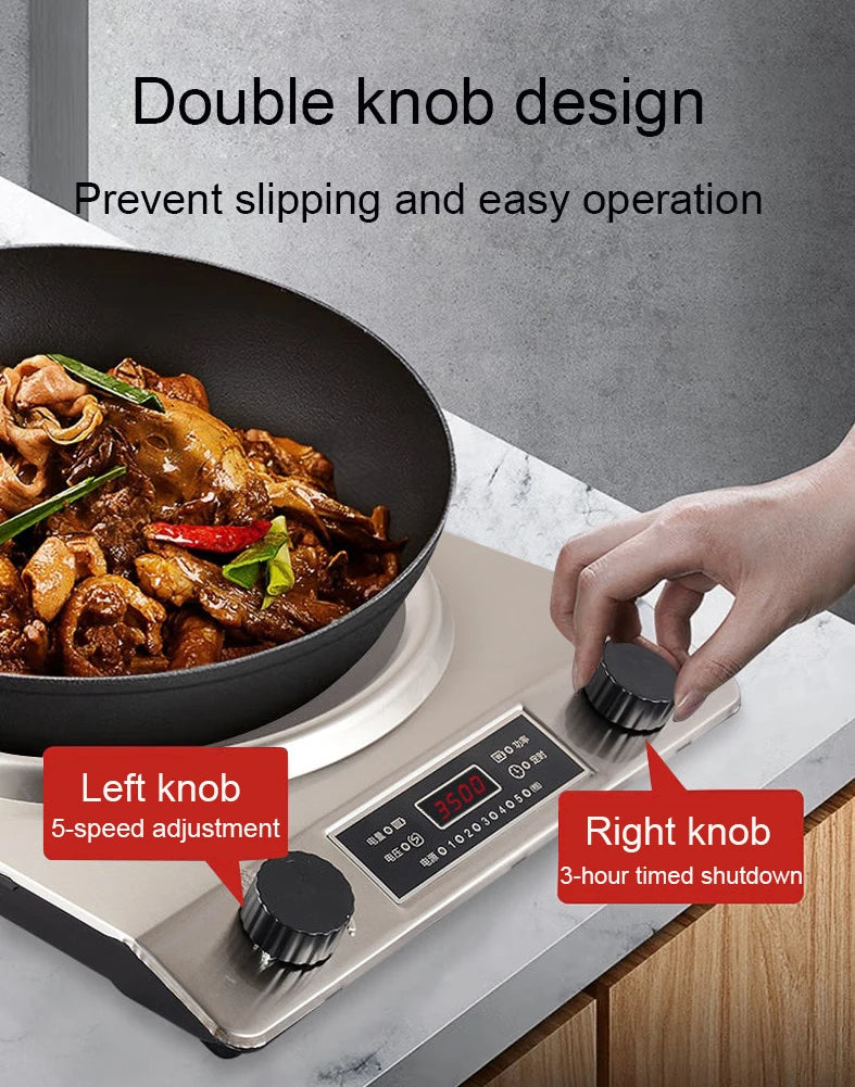 DMWD Electric Induction Cooker Waterproof 3500W Concave Type Magnetic Hotpot Hob Burner Soup Stir-fry Cooking Stove Cooktop EU