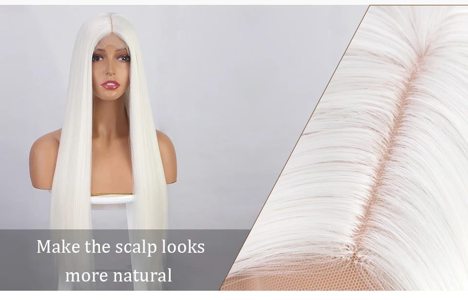 I's a wig Long Straight White Cosplay Wigs Synthetic Wigs for Women 60 613 Blonde Grey Pink Black Color for Daily Party Lolita