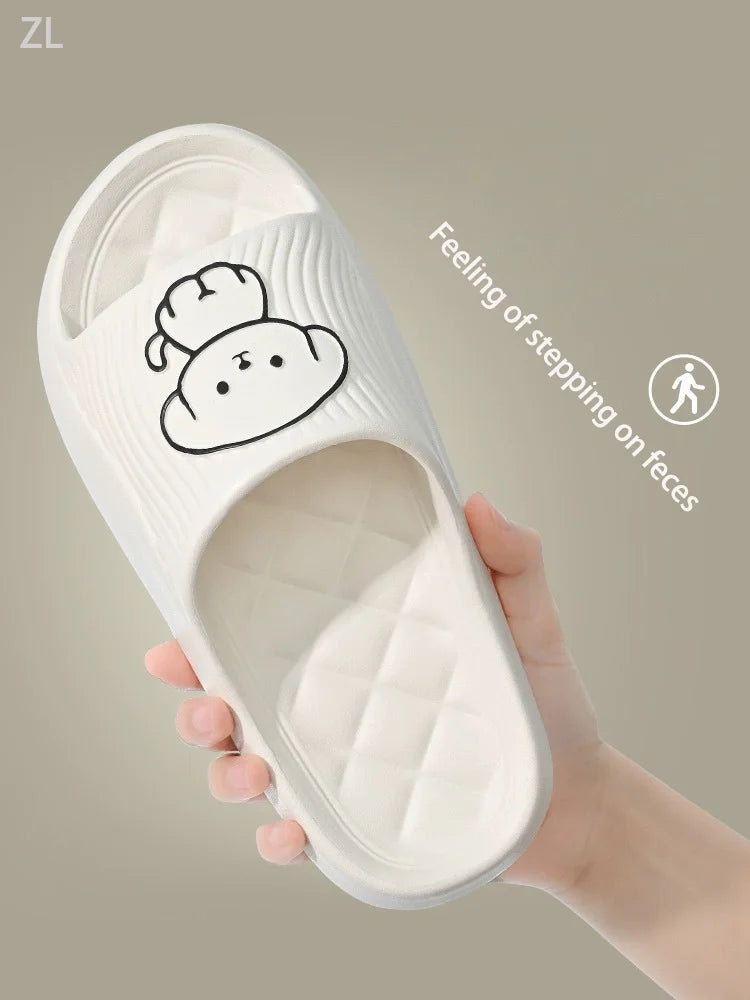 Lovely Couple Pillow Slippers for Women's Summer 2024 New Bathroom Bath Anti Slip Indoor Home Eva Thick Sole Sandals