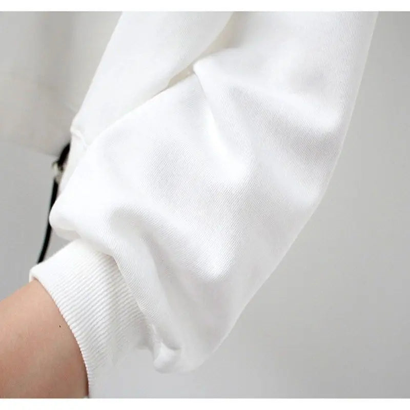 Y2k Sweatshirt For Women Short Embroidery Spring Autumn New Loose Korean Fashion Long Sleeve Drawstring Pullover Top Woman