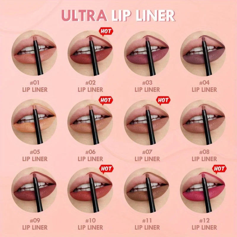 Lips Velvet Matte Lip Liner Pencil Waterproof Lasting Plump Lipstick Natural Lips Pencil Contour Line Makeup Lipliner Pen Gifts