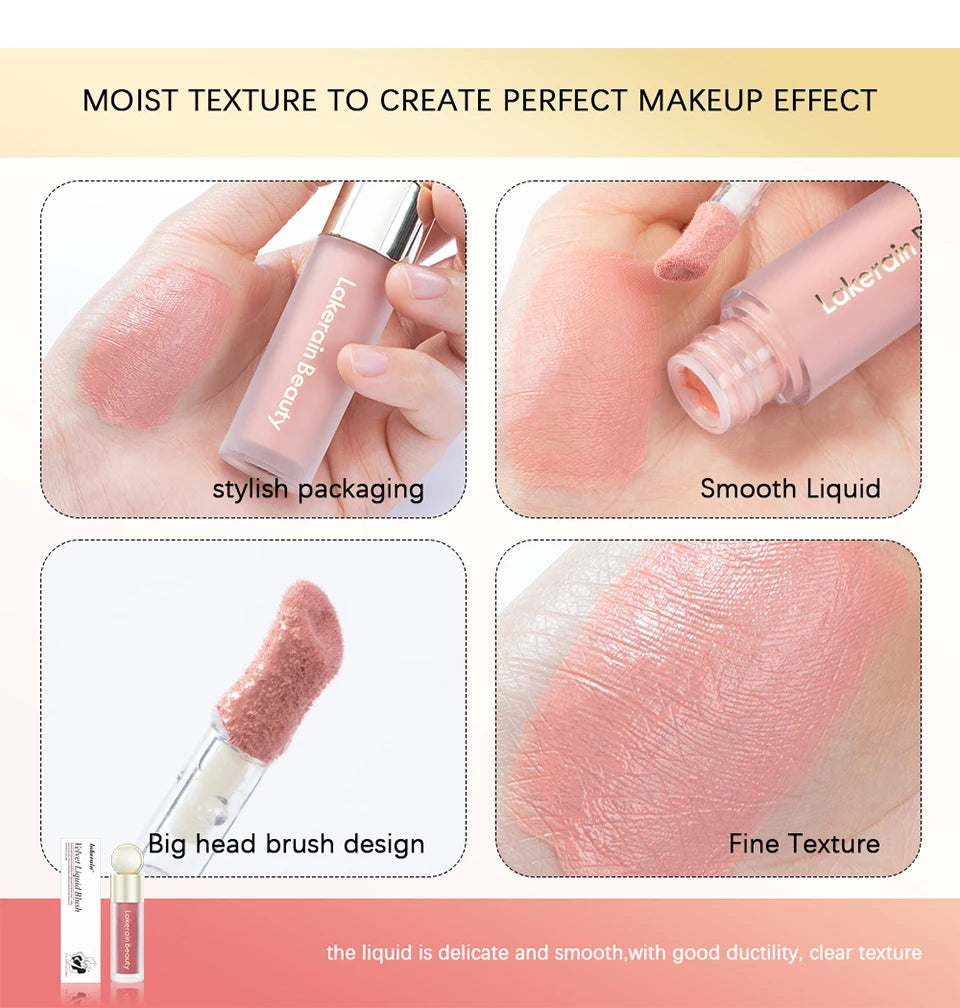 7.5ml Matte Liquid Blush Velvet Blusher Orange Peach Face Pigment Lasting Beauty Natural Cheek Tint Cream Waterproof Blush
