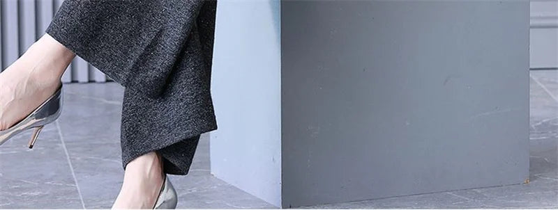 Self Made Knitted Two-piece Set for Women's 2024 Spring Clothing Set Socialite Temperament Wide Leg Pants Sweater Set Commuting