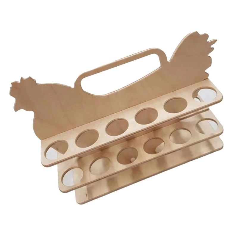 H55A Chicken Shaped Stand Wooden Eggs Storage Shelf Convenient Eggs Dispenser Easy to Clean Eggs Kitchenwares