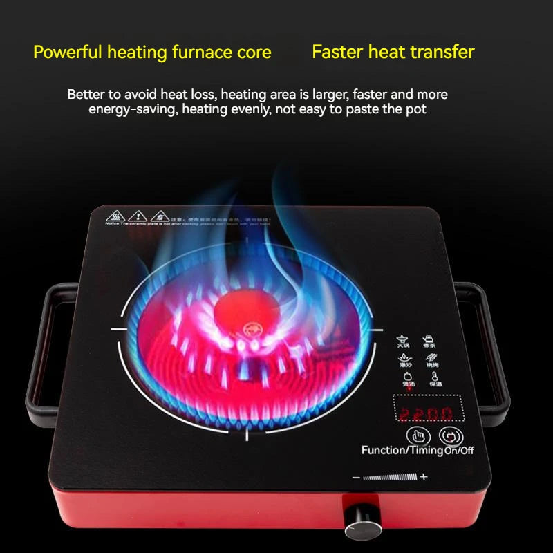 Household Electric Ceramic Stove Touch-type Commercial High-power 2200W Induction Cooker Light Wave Hot Pot Does Not Pick Pot