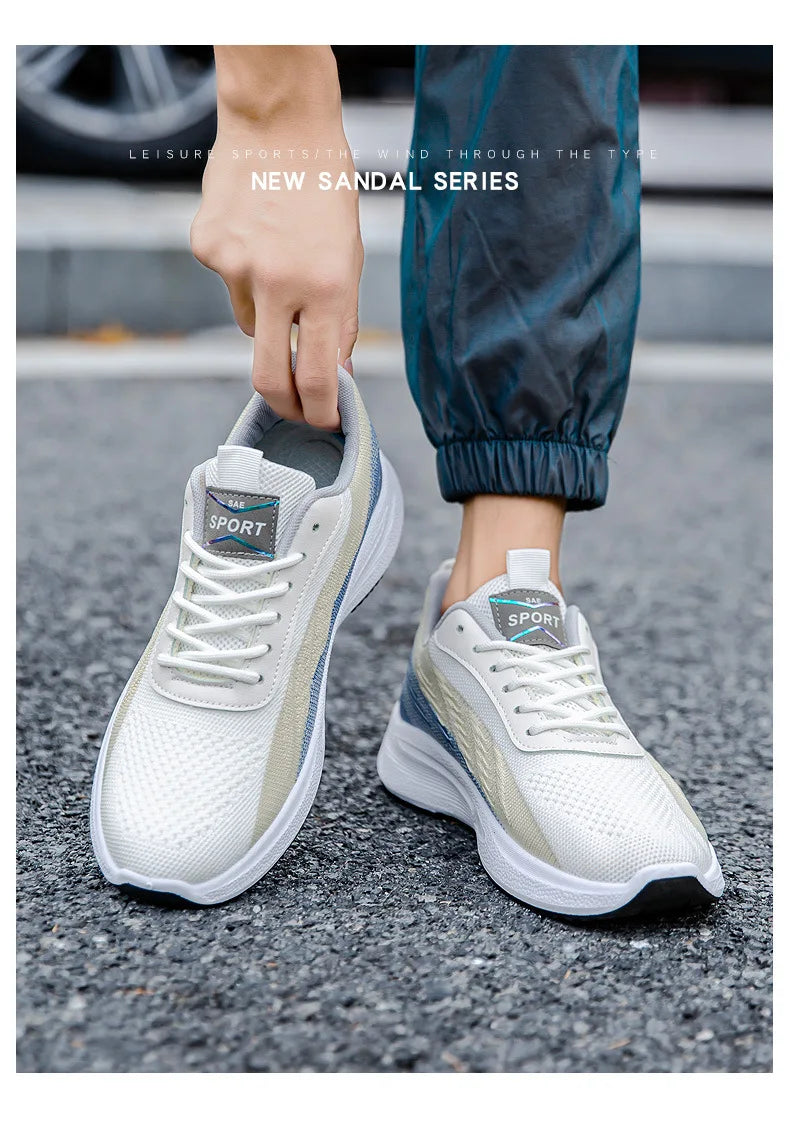 2024 new Men's sneakers Summer men's shoes breathable lace-up lightweight running shoes