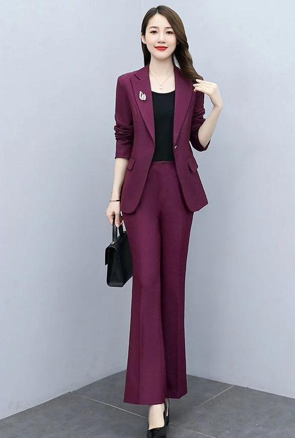 Outfit Wide Leg Trouser Suit Blazer and Womens 2 Pant Sets White Two Piece Set Pants for Women Formal Business Sexy Classy Xxl D
