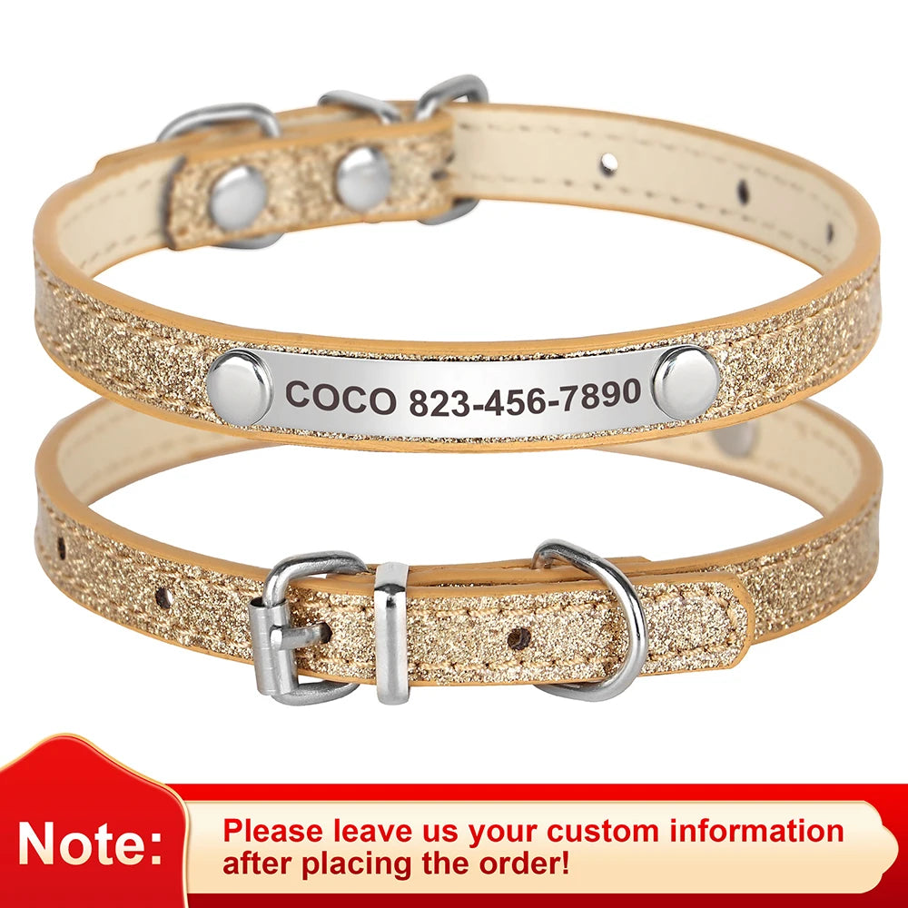 Anti-lost Cat ID Collar Personalized Puppy Cat Collars Necklace Free Engraved ID Name Tag For Kitten Cats Small Dogs Bling