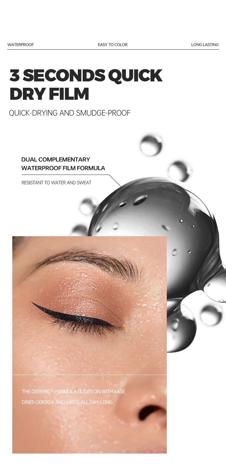Waterproof Quick Dry Liquid Eyeliner Portable Ultra-fine Black Long Lasting Sweatproof Quick-drying Eyeliner Pencil Eyes Makeup