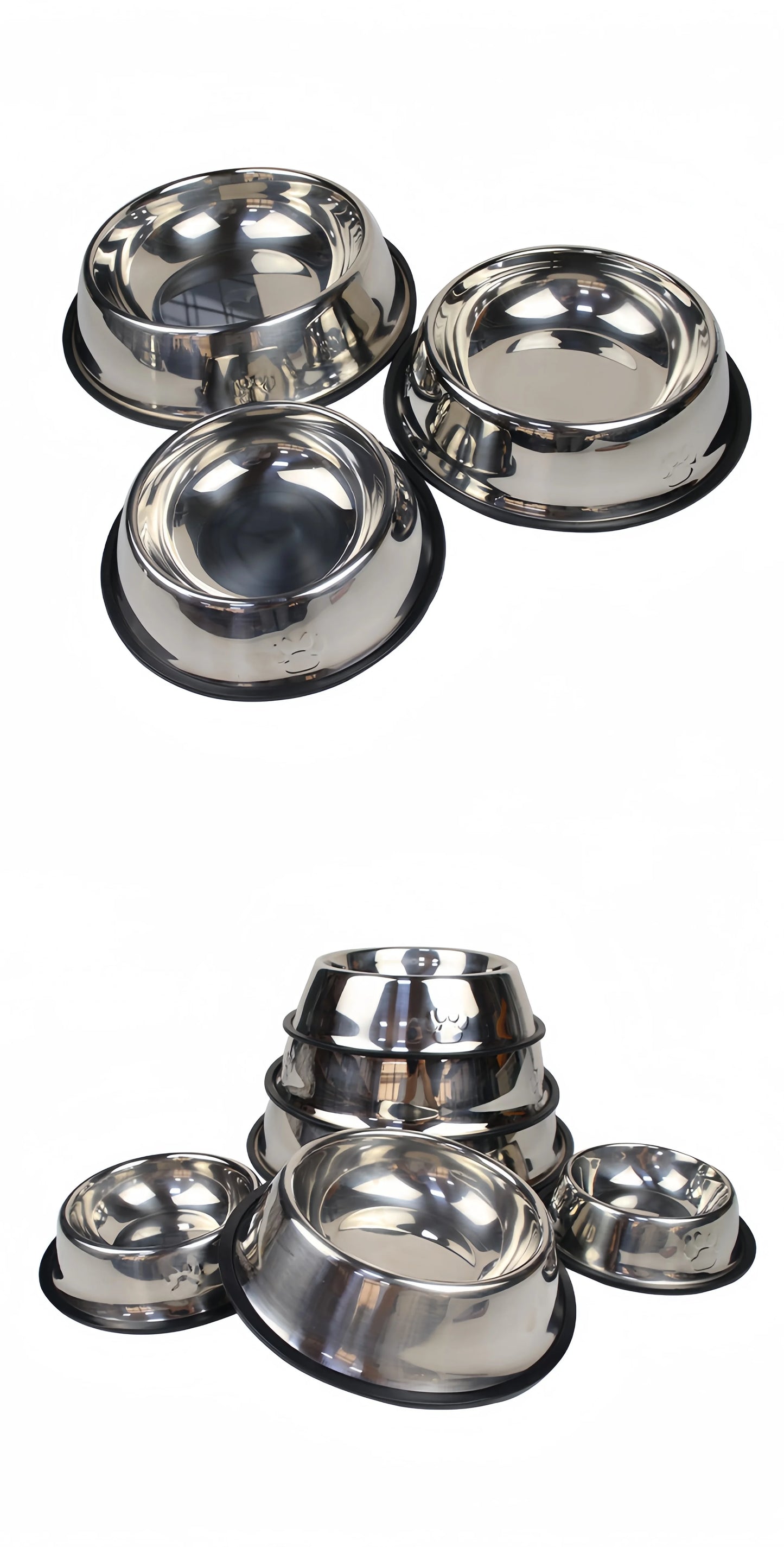 Pet Dog Cat Stainless Steel Bowl Pet Feeding Bowl Cat and Dog Drinking Bowl Metal Feeder Bowl Durable Easy To Clean 6 Sizes