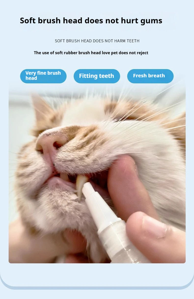 Pet Toothbrush Pen Teeth Cleaning Tool Fresh Breath Pet Toothbrush Toothpaste All-in-One Teeth Cleaning for Dogs and Cats