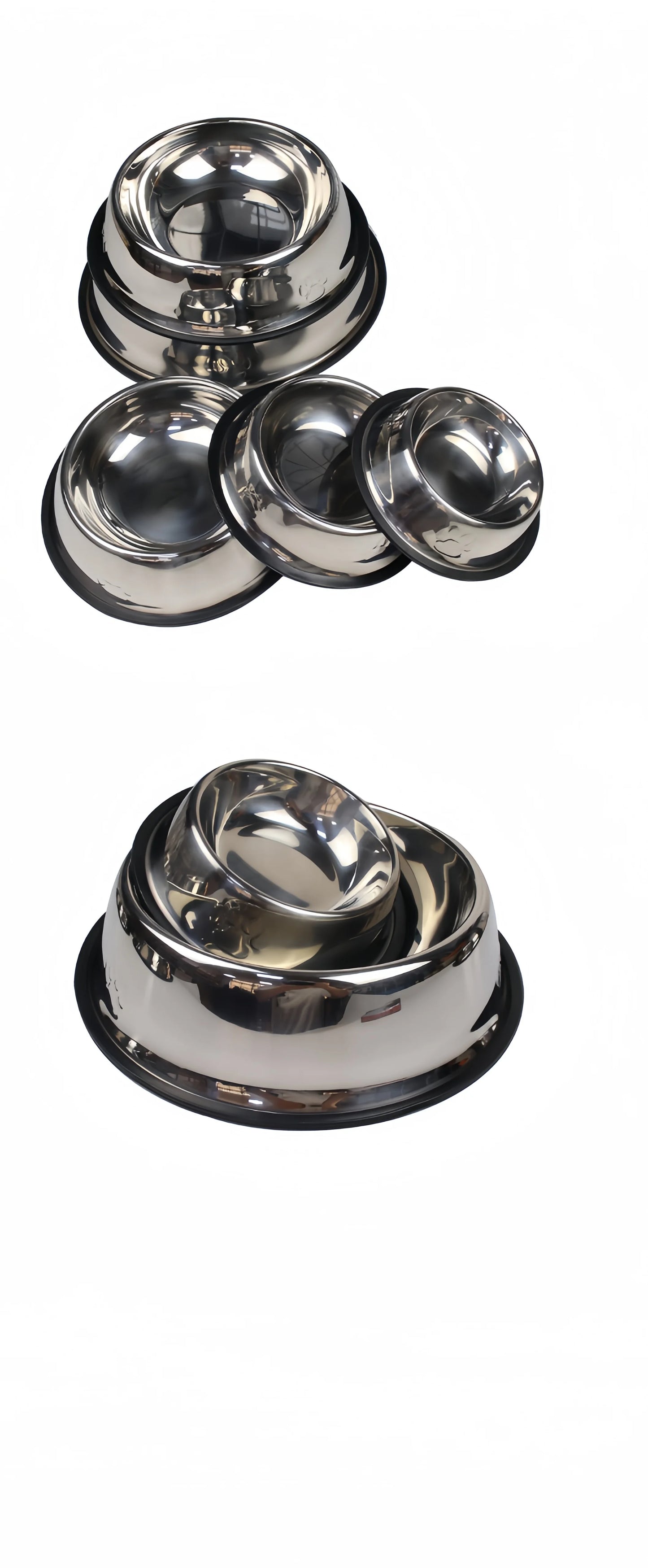 Pet Dog Cat Stainless Steel Bowl Pet Feeding Bowl Cat and Dog Drinking Bowl Metal Feeder Bowl Durable Easy To Clean 6 Sizes