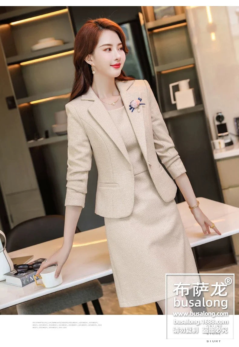 Spring and Autumn Long Sleeve Business Women's Clothing Suit Jacket Formal Wear Temperament Commute Work Clothes Slim Fit Slimmi