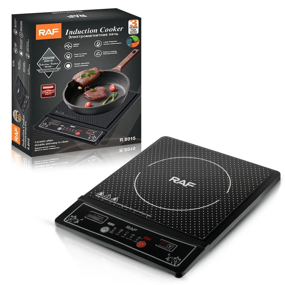 220V Smart Induction Cooker with Ceramic Panel Waterproof, Key-controlled for Cooking and Hot Pot, 2000W
