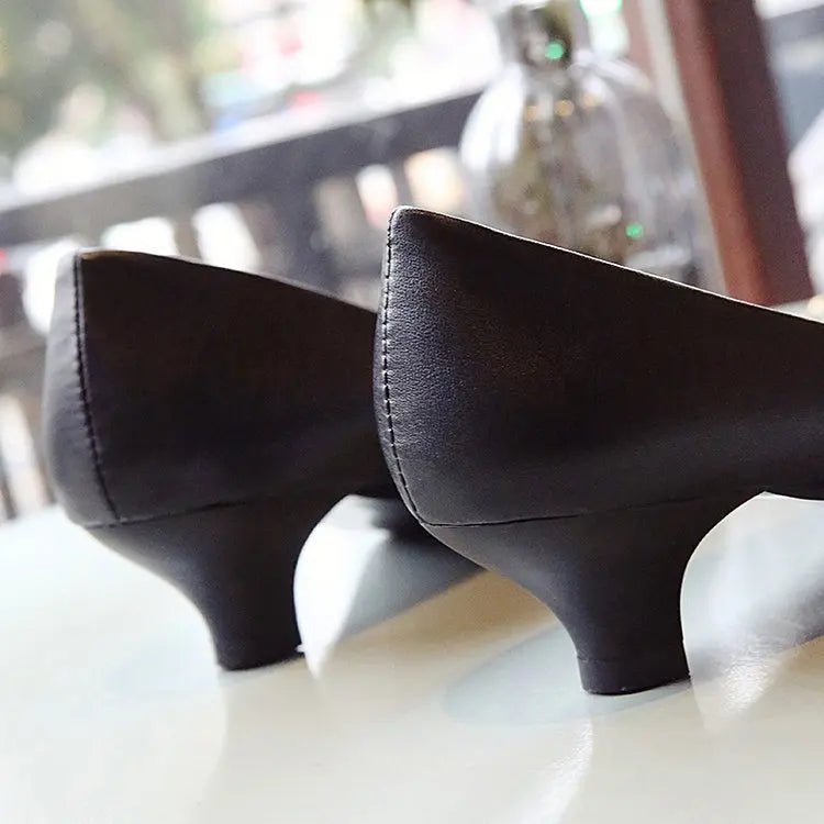 Work Professional Women's Shoes Shallow Mouth Work Stewardess Leather Hotel Employees High Heels Shoes Women