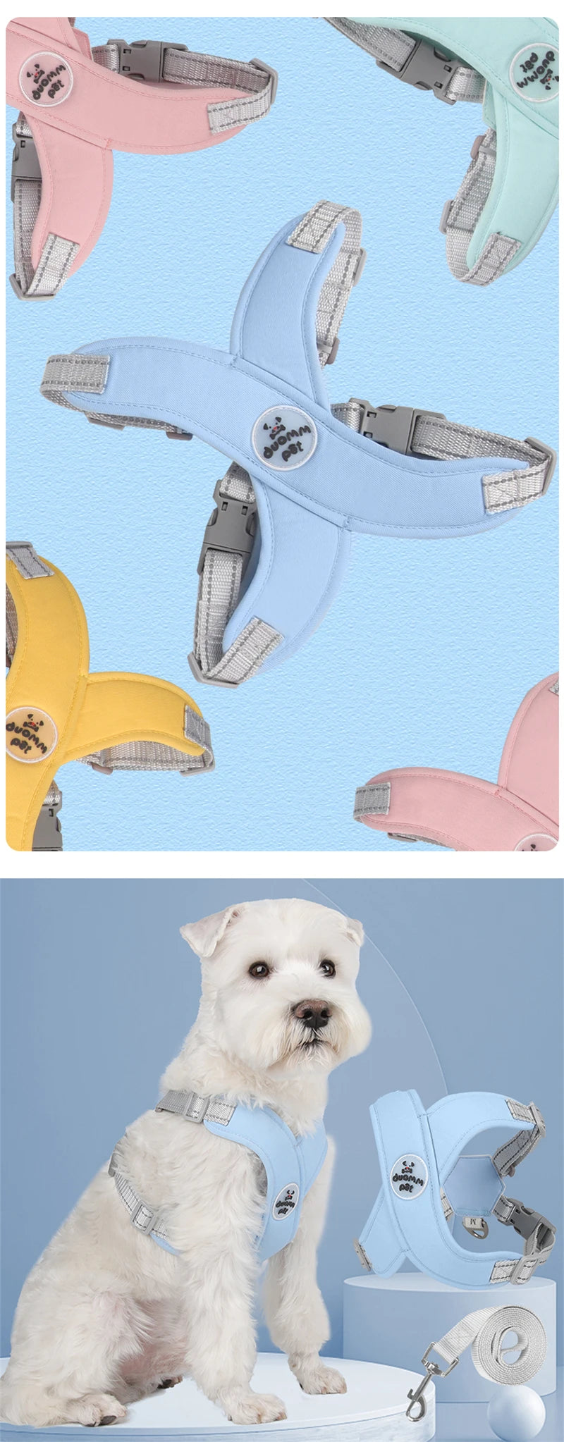 Dog Harness Leash Set Breathable Pet Chest Strap Reflective French Bulldog Vest Harness for Small Medium Dogs Puppy Collar Yorks