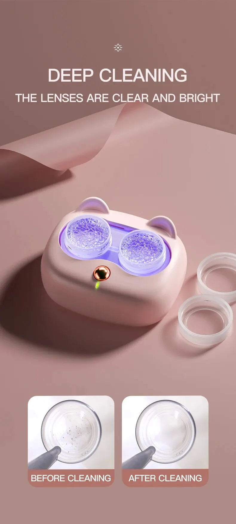 Portable Contact Lens Cleaner High Frequency Vibration Contact Lens Cleaning Case Beauty Pupil Storage Cleaning Container Tools