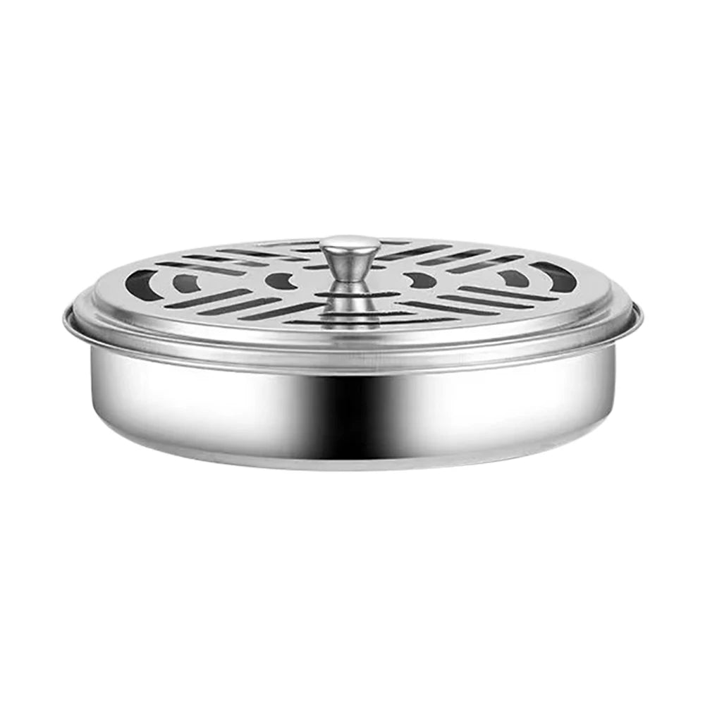 1pc Stainless Steel Mosquito Repellent Incense Box Ash Tray Portable With Cover Household Items Decoration