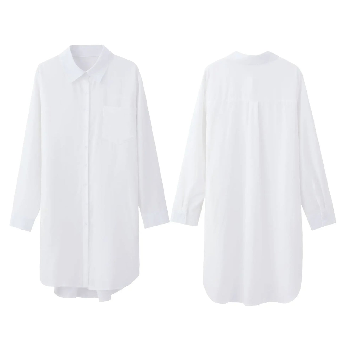 Long Shirt Women 2023 Vintage Pocket Shirts &Blouses Oversized Long Sleeve Blouse Fashion Women's Clothing Button Up Womens Tops
