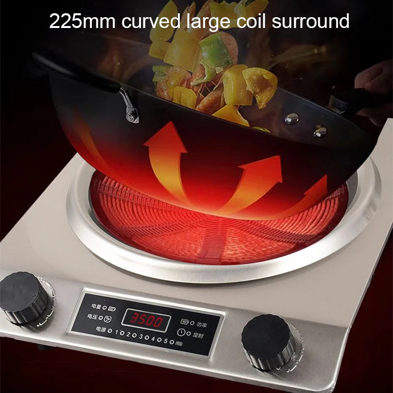 DMWD Electric Induction Cooker Waterproof 3500W Concave Type Magnetic Hotpot Hob Burner Soup Stir-fry Cooking Stove Cooktop EU