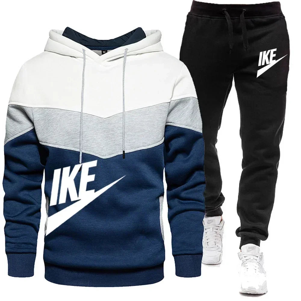 2024 New Men's Autumn Winter Sets Zipper Hoodie+Pants Pieces Casual Tracksuit Male Sportswear Clothing