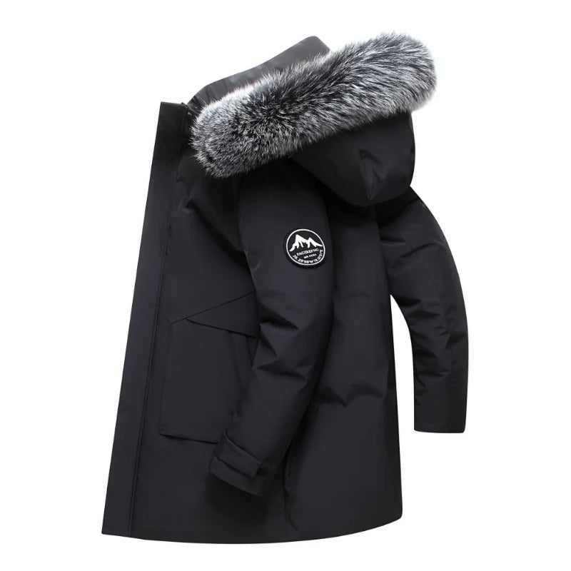 2023 Autumn Winter Men Windproof Down Jacket Coats Mens Warm White Duck Down Hooded Jacket Parkas Multi Pockets Overcoat Male