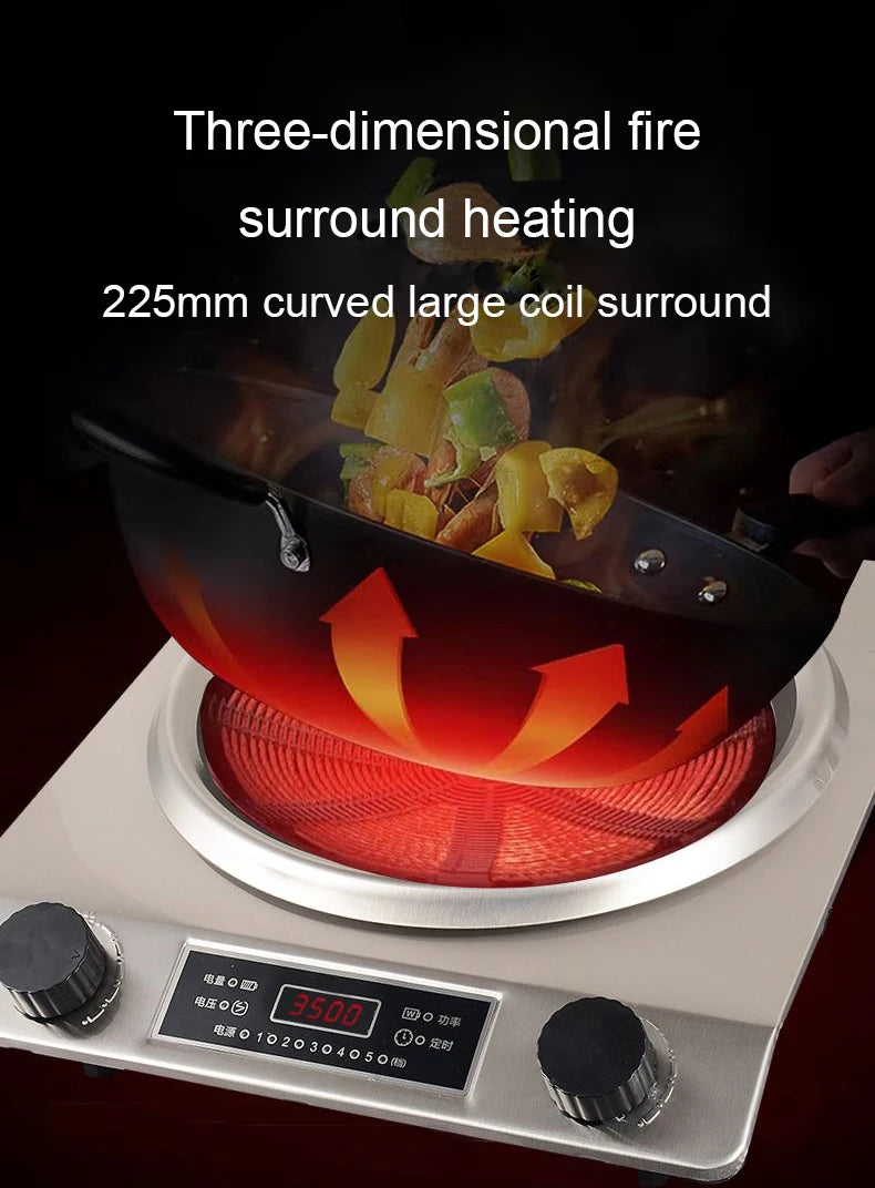 DMWD Electric Induction Cooker Waterproof 3500W Concave Type Magnetic Hotpot Hob Burner Soup Stir-fry Cooking Stove Cooktop EU