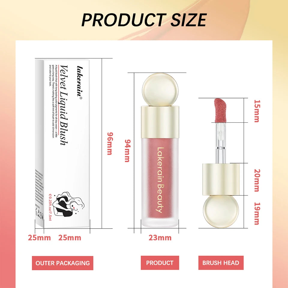 7.5ml Matte Liquid Blush Velvet Blusher Orange Peach Face Pigment Lasting Beauty Natural Cheek Tint Cream Waterproof Blush