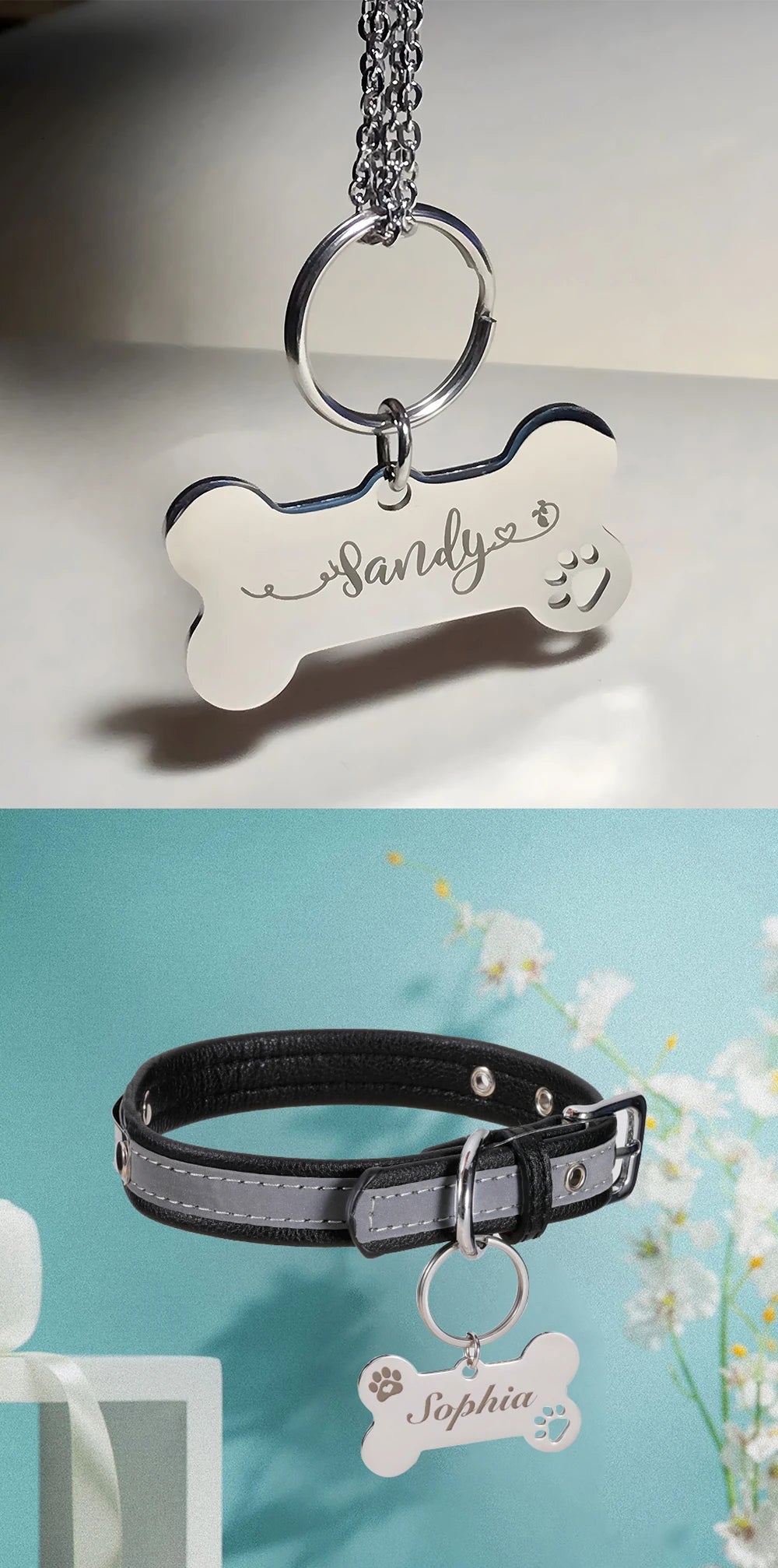 Personalized Pet Dog Tag Shiny Steel Free Engraving Kitten Puppy Anti-lost Collars Nameplate for Dog Address Tag Pet Accessoires