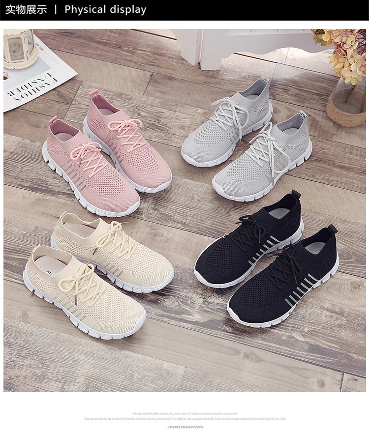 Women Mesh Breathable Shoes Slip on Flat Shoes Woman Tenis Ladies Casual Shoes Walking Footwear Sneakers Womens Vulcanize Shoes