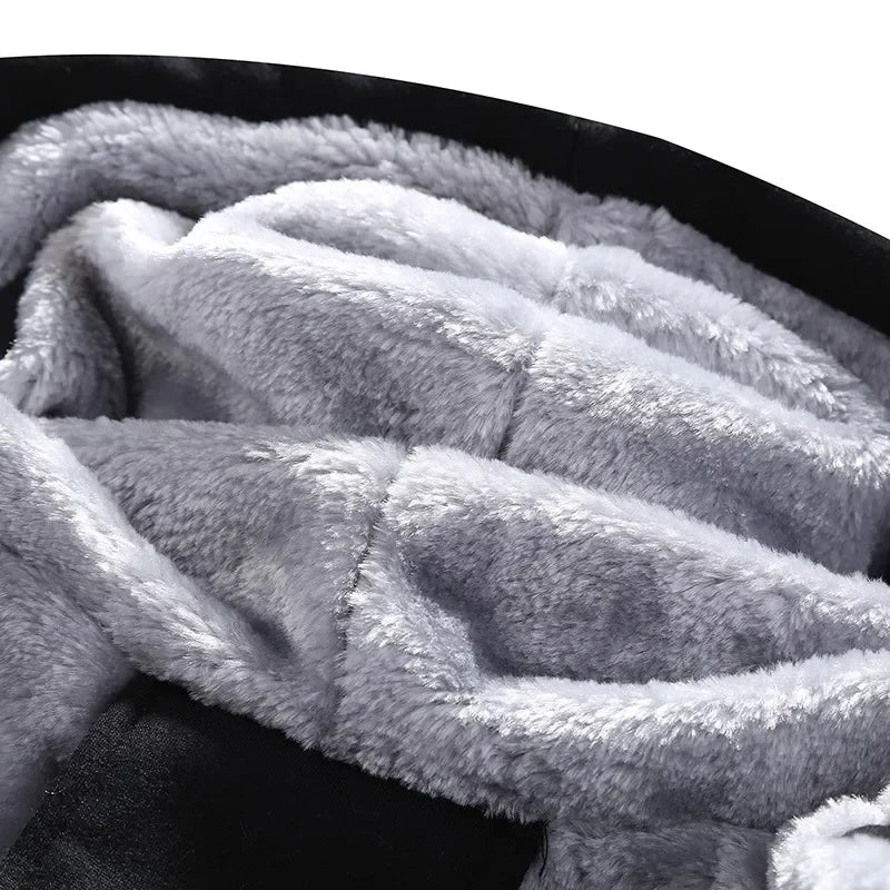 2024 New Winter Thick Men Sports Suit Tracksuit Hooded Sportswear Zipper Cardigan Hooded Woolen Trousers Pants Casual Men Set